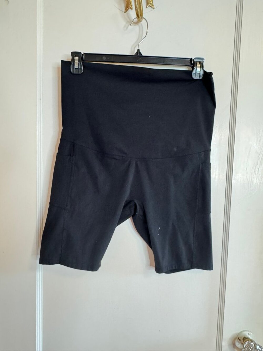 Poshdivah Maternity Black Biker Shorts Pockets sz XL